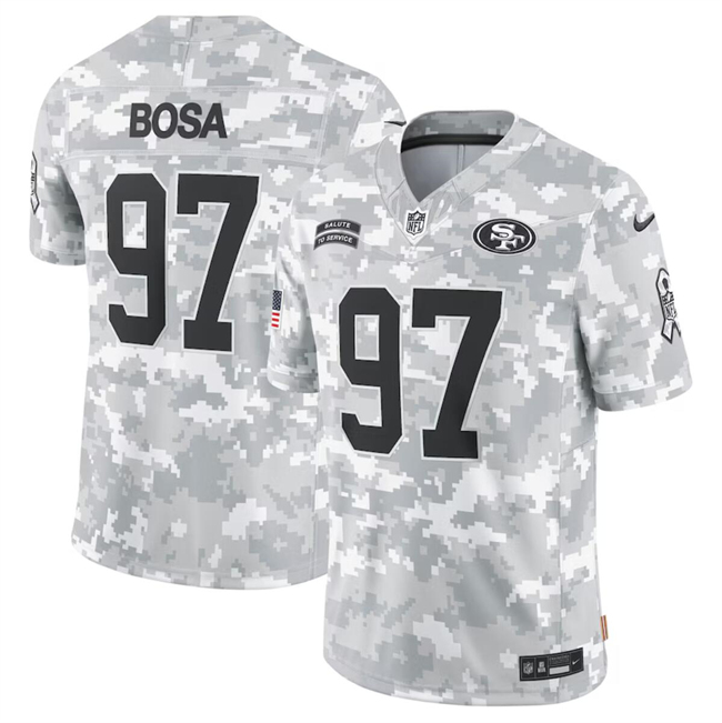 Men's Arctic Camo San Francisco 49ers #97 Nick Bosa 2024 Salute to Service Limited Stitched Football Jersey